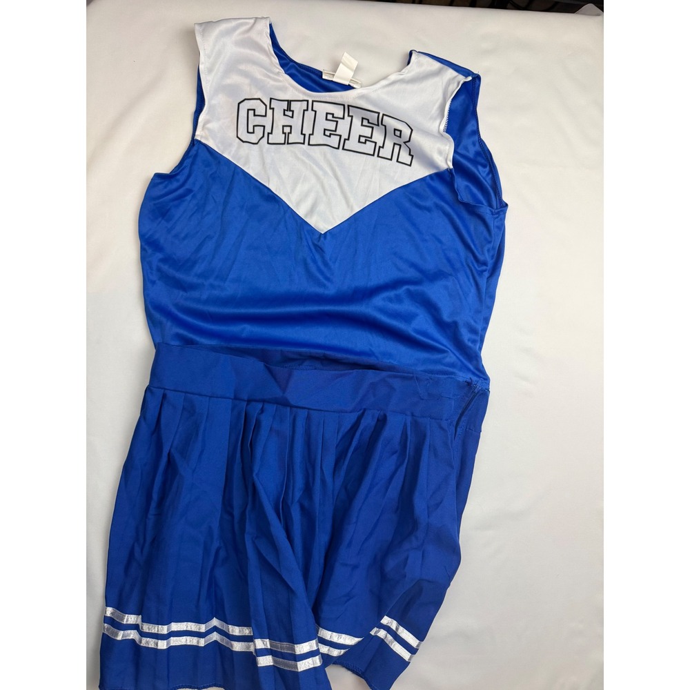 Royal Blue White Cheerleading Uniform Set Cheer Costume Two Piece Large